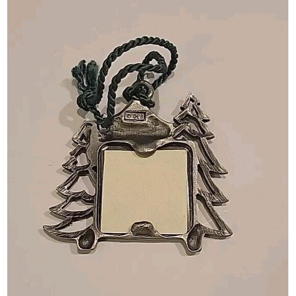 Vintage Signed DLB Pewter Picture Frame Hanging Ornament Christmas Tree Mountian - Picture 6 of 10